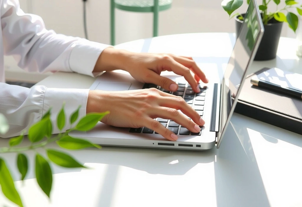 Personne utilisant un ordinateur portable pour contacter le service client